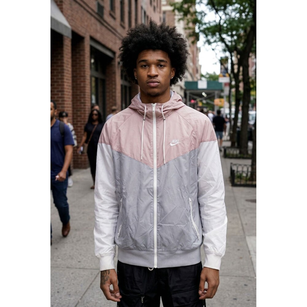 Nike Vintage Rare Windrunner Jacket Windbreaker Nylon Glanz Peach Gray Medium
